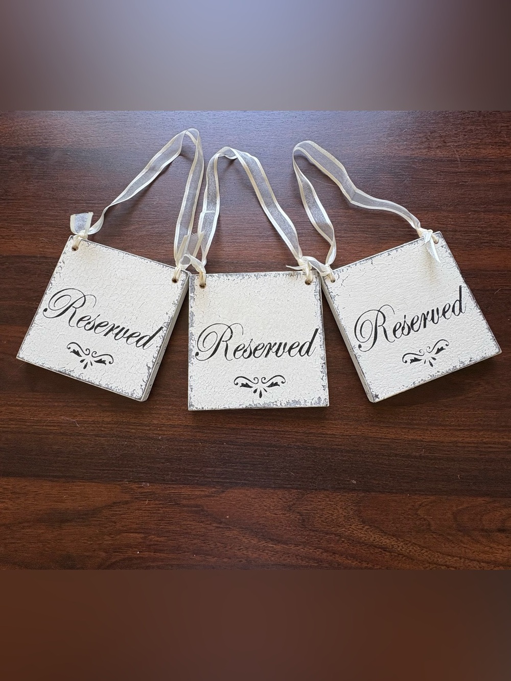 Set of 3 HandMade Wooden 'Reserved' Seating Signs